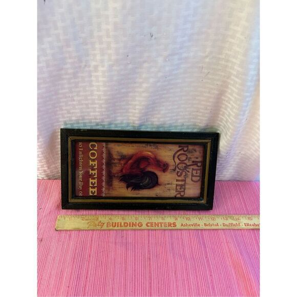 Rooster wall decor Framed Farm House Style 6.5"x12" - Picture 2 of 3